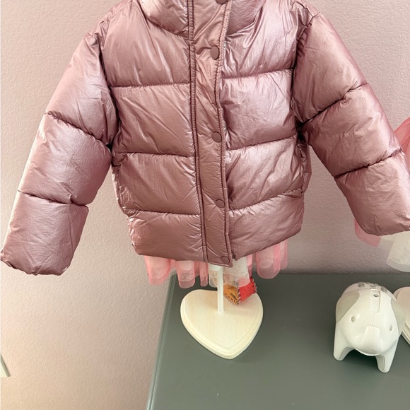 Zara Metallic Pink Puffer Coat for Kids - Picture 2 of 3